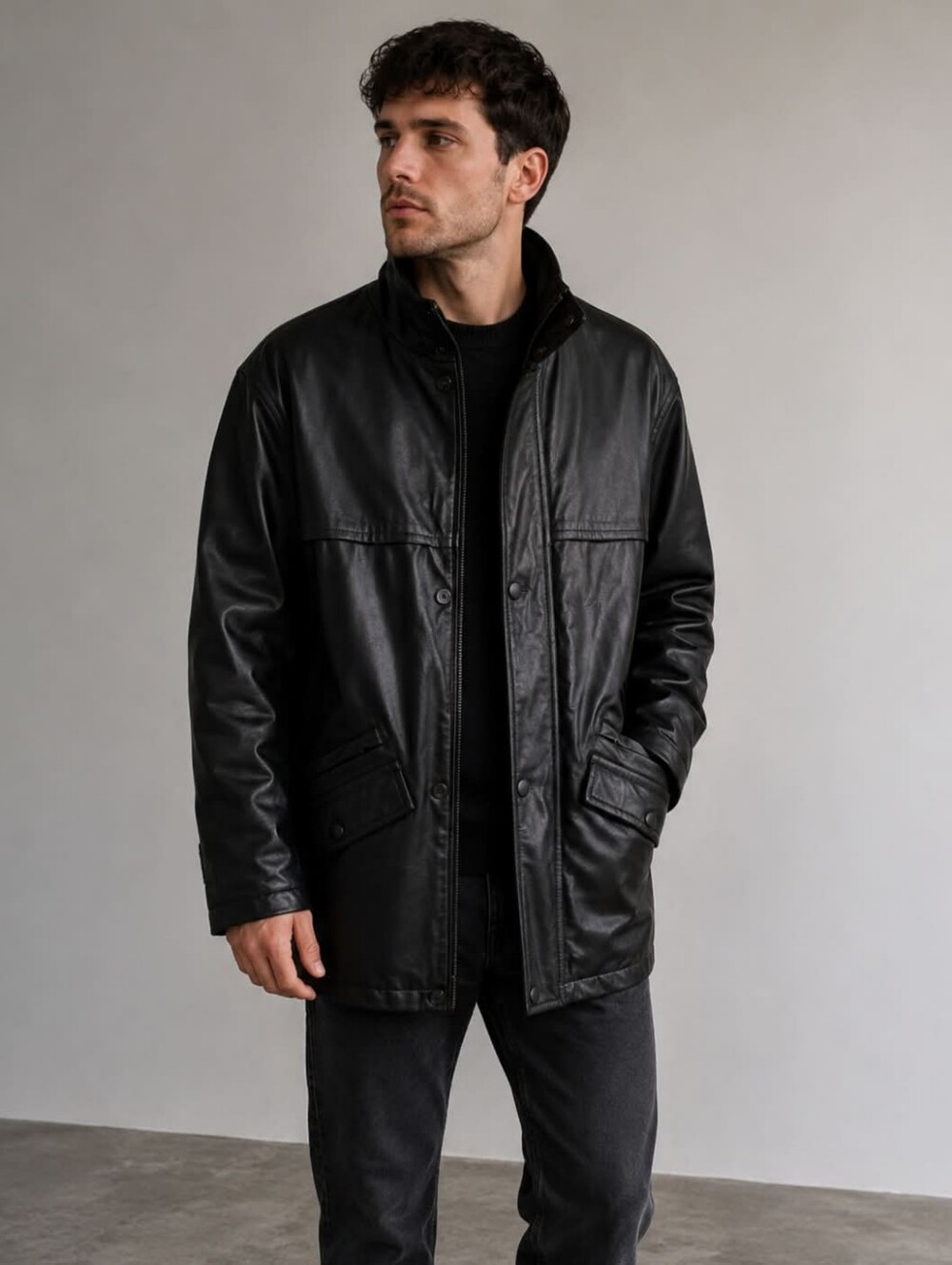 Massimo Black Raincoat for Mens S